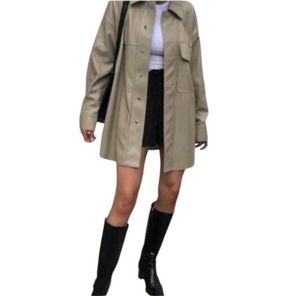 ✰zara faux leather overshirt✰ - Picture 1 of 5